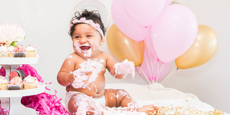 Cake Smash Baby Portraits for First Birthday -