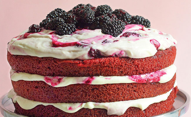Red Velvet Cake With Blackberry Cake