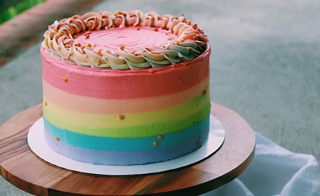 Rainbow Explosion cakes