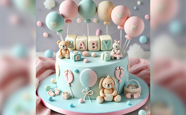 Baby Shower Cake with Balloons