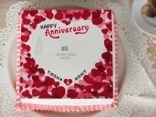 Anniversary Photo Cake 5 Square Shape Hearti liciously 