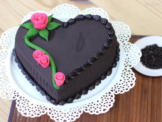 Heart Shape Chocolate Cake - Black Diamond Cake for Noida : Bakingo